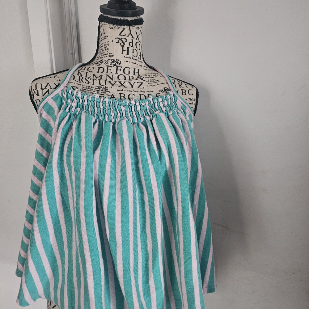 We The Free Teal and White Striped Halter Blouse
